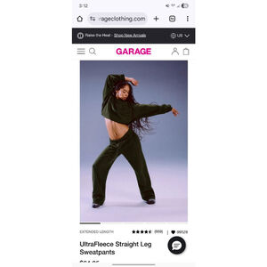 garage UltraFleece Straight Leg Sweatpants size s martini green. Soldout Online